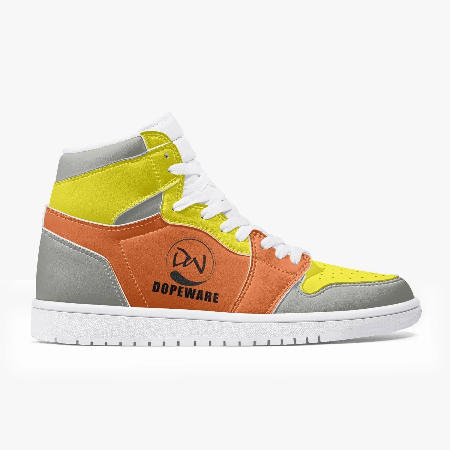 236. New High-Top Leather Sneakers - ORANGE AND Gray