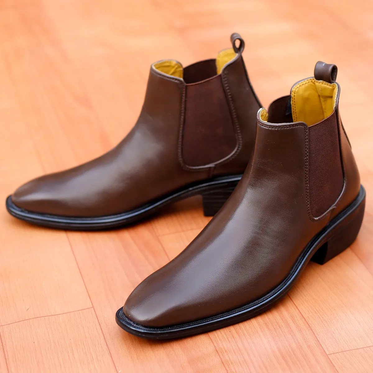 Bxxy's 2 Inch Hidden Height Increasing Faux Leather Chelsea Boots for Men