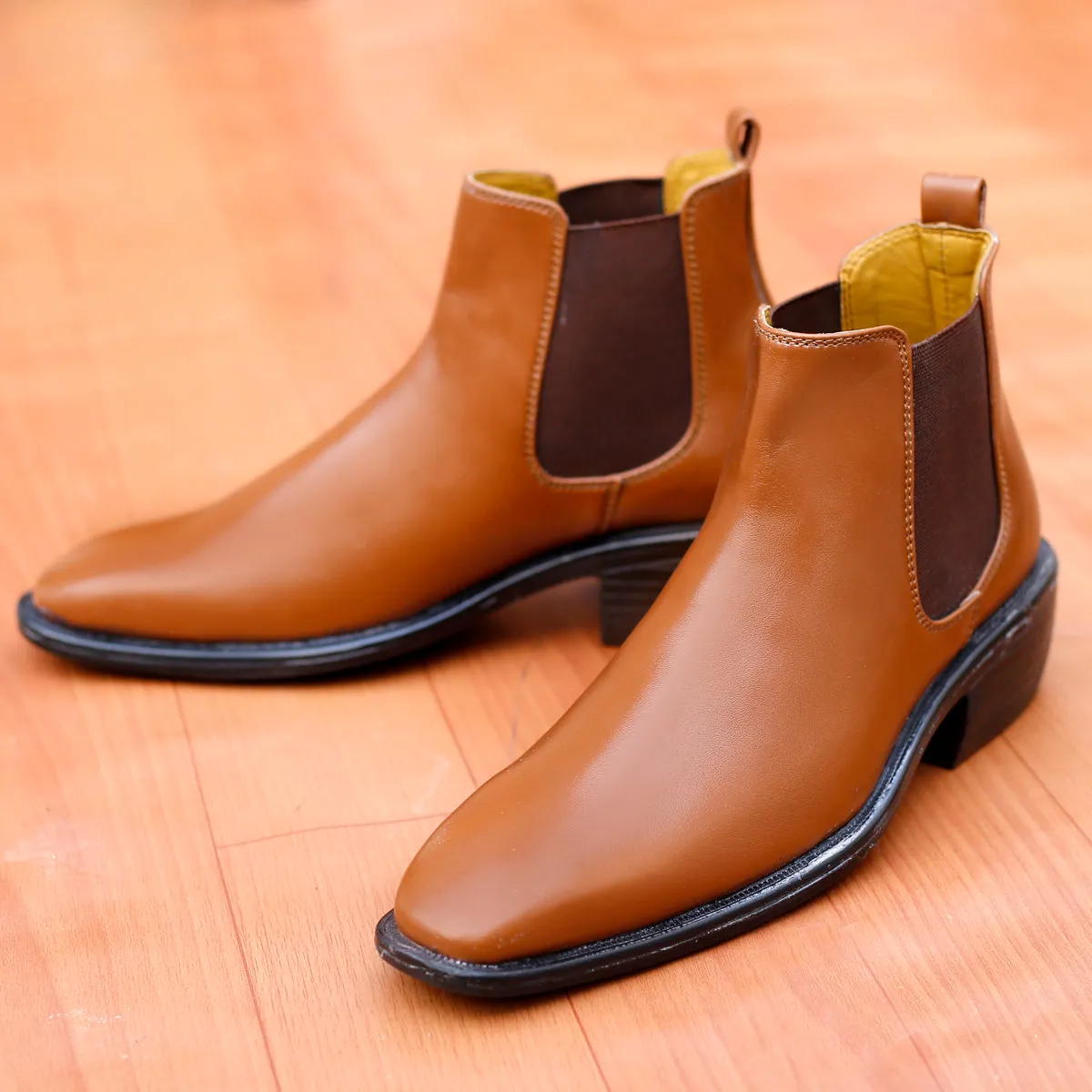 Bxxy's 2 Inch Hidden Height Increasing Faux Leather Chelsea Boots for Men