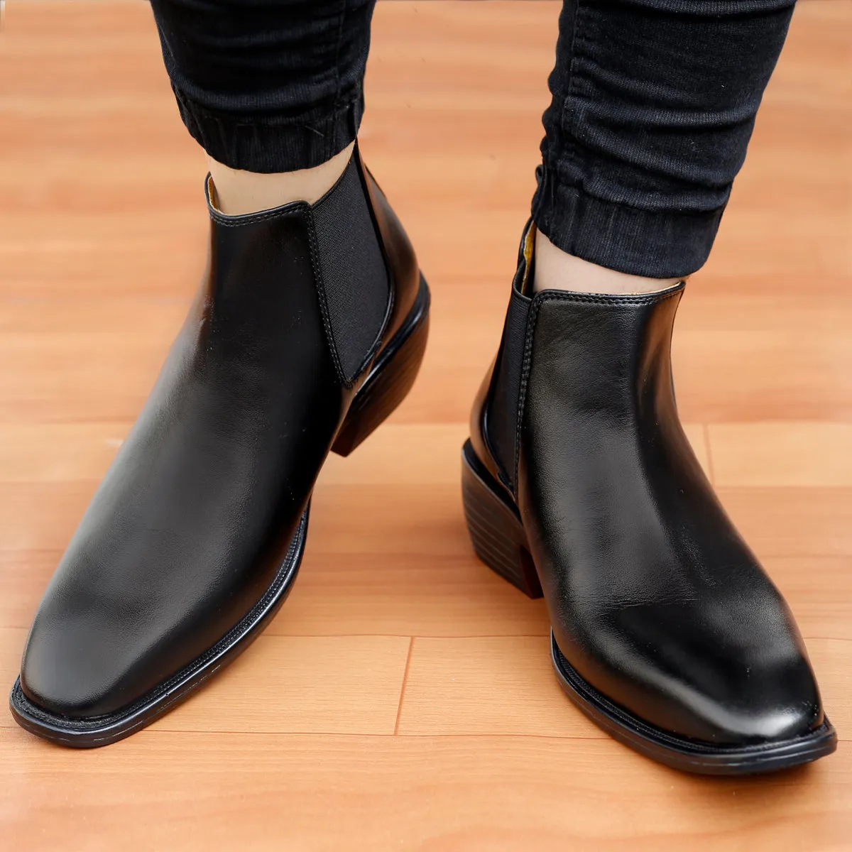 Bxxy's 2 Inch Hidden Height Increasing Faux Leather Chelsea Boots for Men