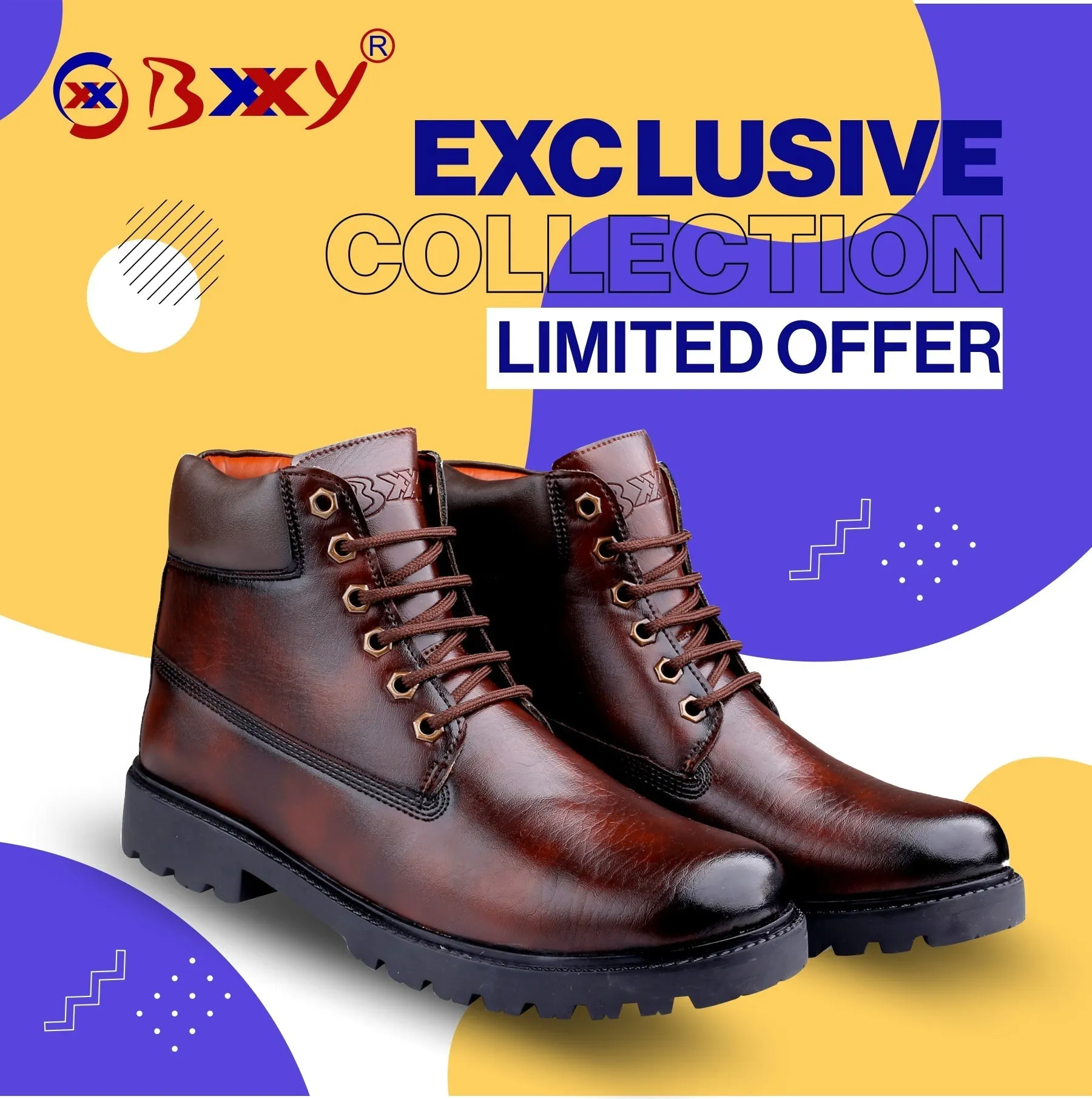 Bxxy's Faux Leather Lace-up Boots for Men