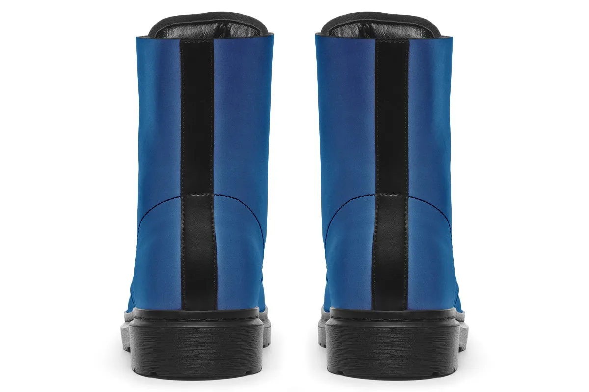 Cobalt Blue Boots - Vegan Leather Doc-Style Boots with Durable Stitched on Soles