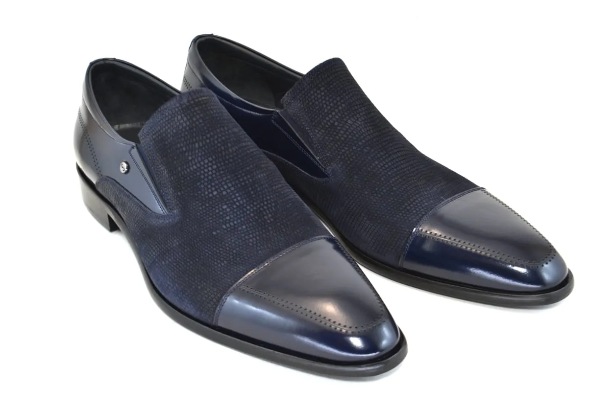 Corrente Calfskin & Suede Slip-On Shoe Navy