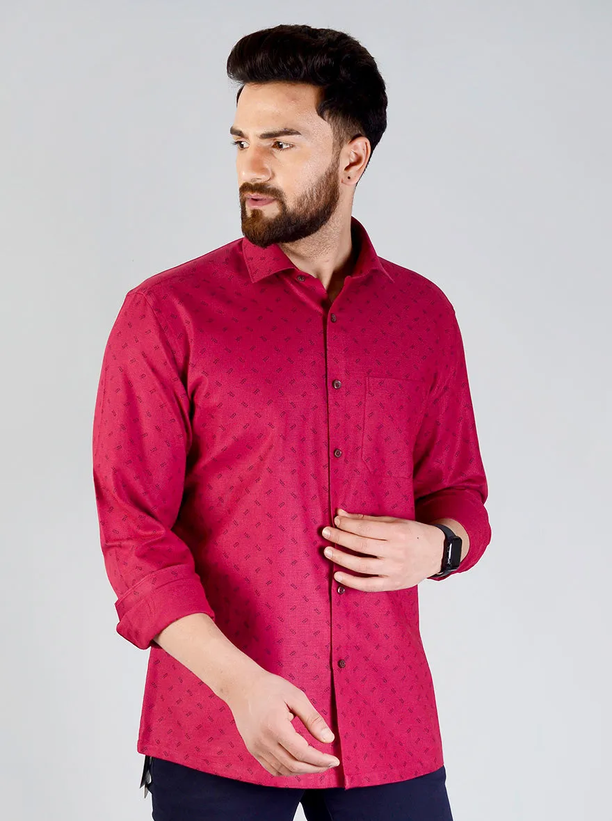 Maroon Printed Regular Fit Formal Shirt | JadeBlue