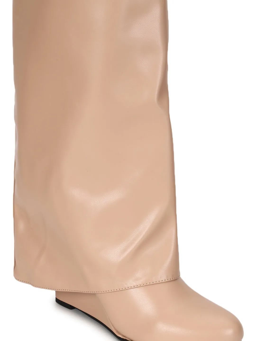 Nude PU High-End-Fashion Stylish Knee Boots (TC-RS3670-NUD)