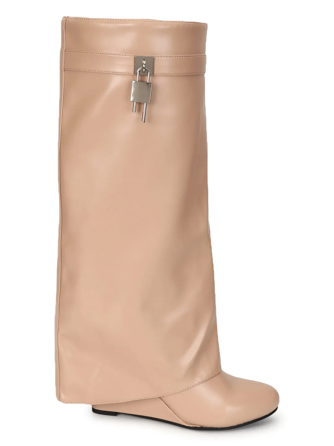 Nude PU High-End-Fashion Stylish Knee Boots (TC-RS3670-NUD)