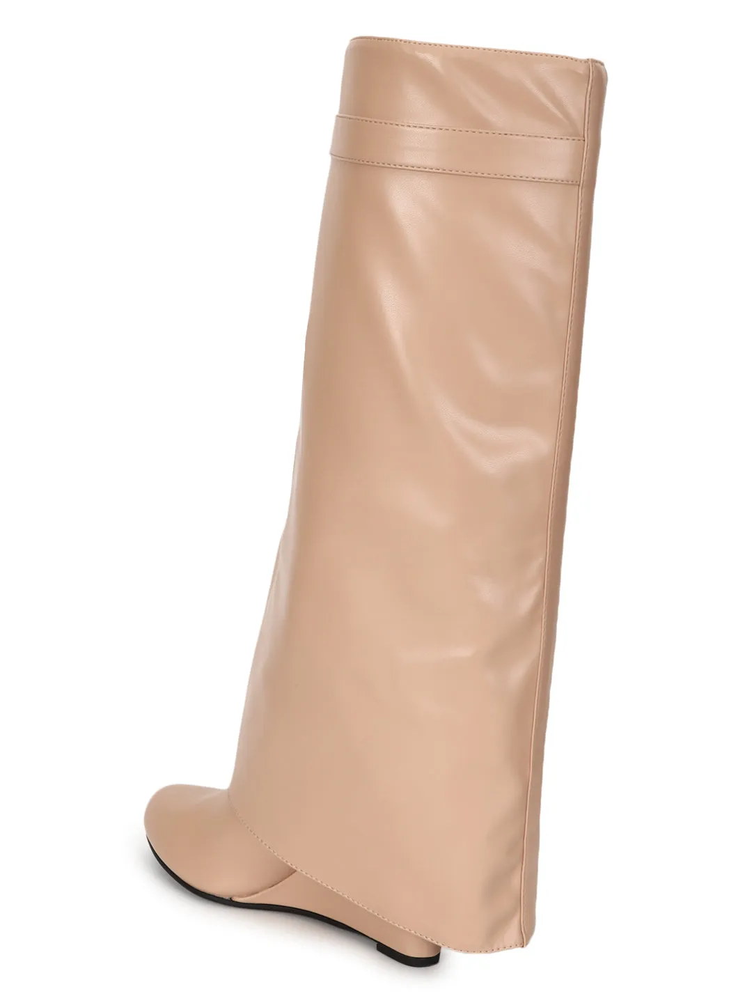 Nude PU High-End-Fashion Stylish Knee Boots (TC-RS3670-NUD)