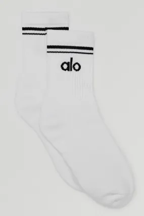 Unisex Half-Crew Throwback Sock - White/Black