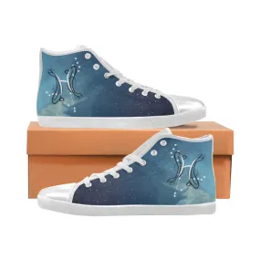 Women's Pisces Constellation Zodiac Print Canvas High Top Shoes